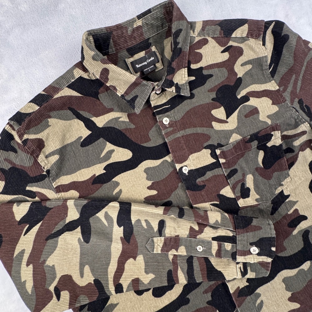 Barney‎ Cools Heritage Long Sleeve Shirt Camo Corduroy Men's 309-CR3 Size Large